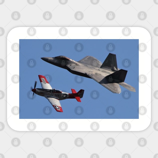 F-22 & P-51D Mustang Heritage Flight Sticker by acefox1